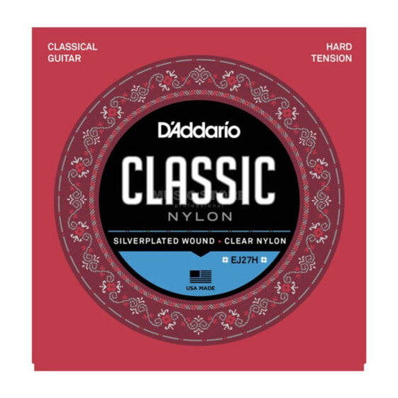 D'Addario Classical Guitar Strings EJ27H Silverplated, Hard