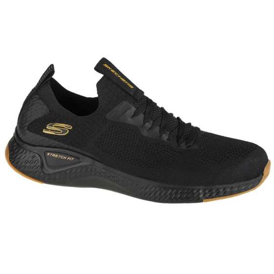 Мужские кроссовки спортивные для бега черные текстильные низкие Skechers Solar Fuse