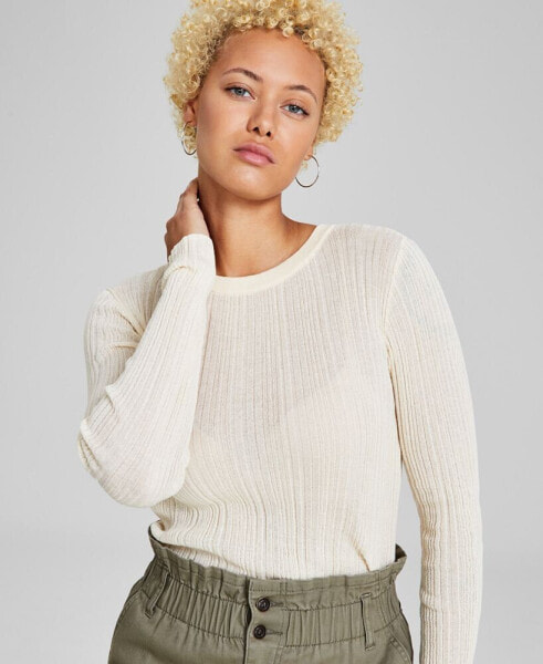 Women's Thin Ribbed Long-Sleeve Sweater, Created for Macy's