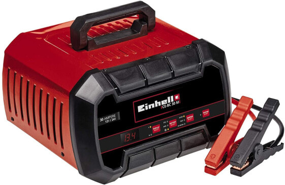 Einhell Battery Charger CE-BC 30 M (for Gel, AGM, Maintenance-Free/Low Lead Acid Batteries, 12 V/24 V, Multi-Stage Charging Cycle, Microprocessor Controlled and Monitored)
