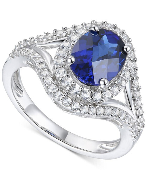 Lab-Grown Blue Sapphire (2 ct. t.w.) and White Sapphire (3/4 ct. t.w.) in Sterling Silver