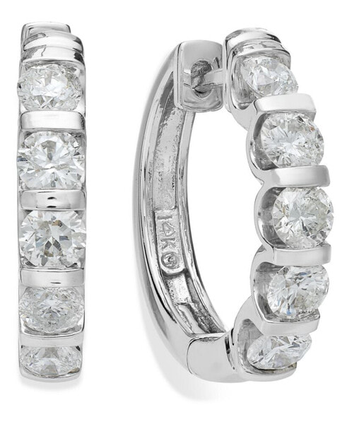 Серьги Macy's White Gold Diamond Hoop