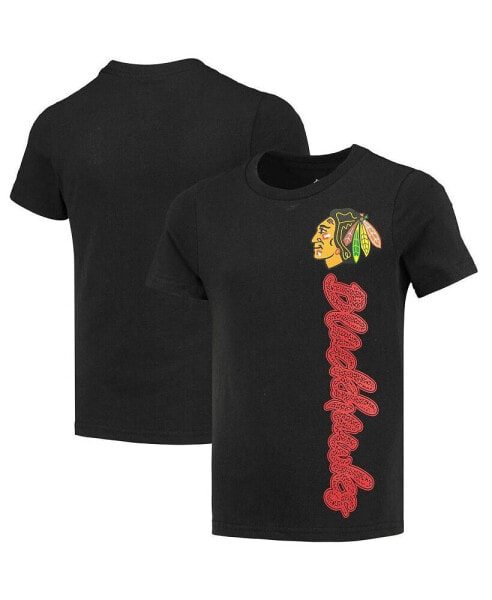 Футболка для малышей Outerstuff Chicago Blackhawks черного цвета с вышитым шрифтом