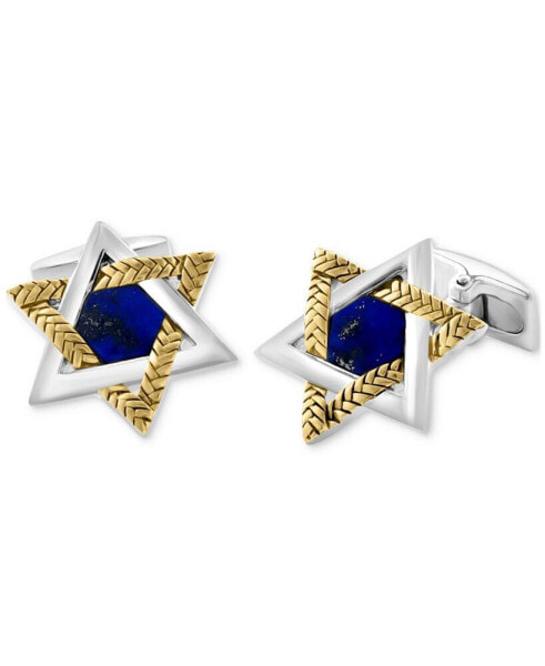 EFFY® Men's Lapis Lazuli Star of David Cufflinks in Sterling Silver & 18k Gold-Plate