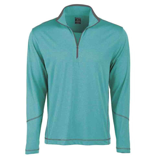 Page & Tuttle Coverstitch Heather Mock Neck Long Sleeve 14 Zip Pullover Top Mens