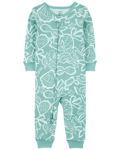 Toddler 1-Piece Ocean Print 100% Snug Fit Cotton Footless Pajamas 4T