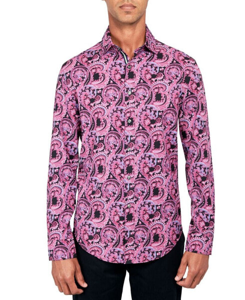 Men's Regular-Fit Non-Iron Performance Stretch Paisley Button-Down Shirt