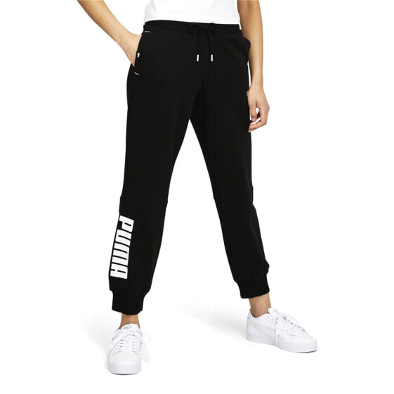 Puma Power Colorblock Drawstring Sweatpants Womens Black Casual Athletic Bottoms