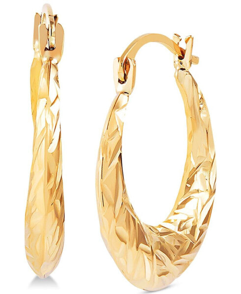 Small Textured Hoop Earrings in 14k Gold