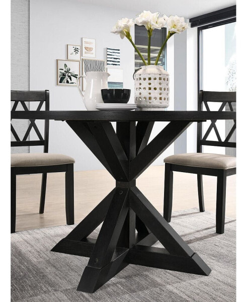 Windvale Cross-Buck Base Dining Table in Black