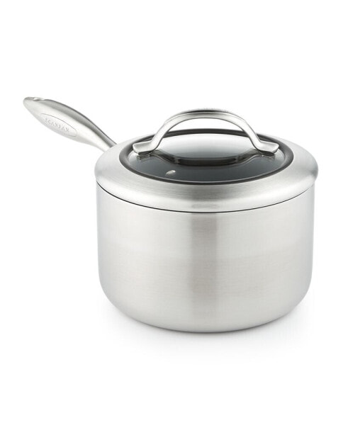 CTX 2 qt, 1.8 L, 6.25", 16cm Nonstick Induction Suitable Saucepan with Lid, Brushed Stainless Steel