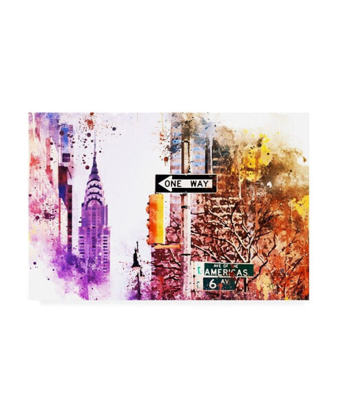 Philippe Hugonnard NYC Watercolor Collection - Avenue of the Americas Canvas Art - 36.5" x 48"