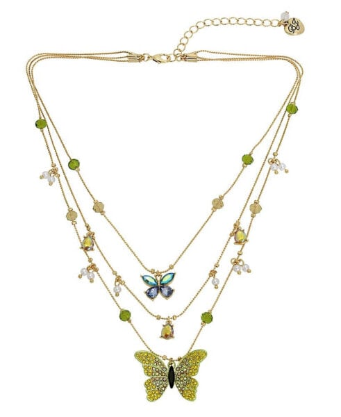 Faux Stone Butterfly Layered Necklace