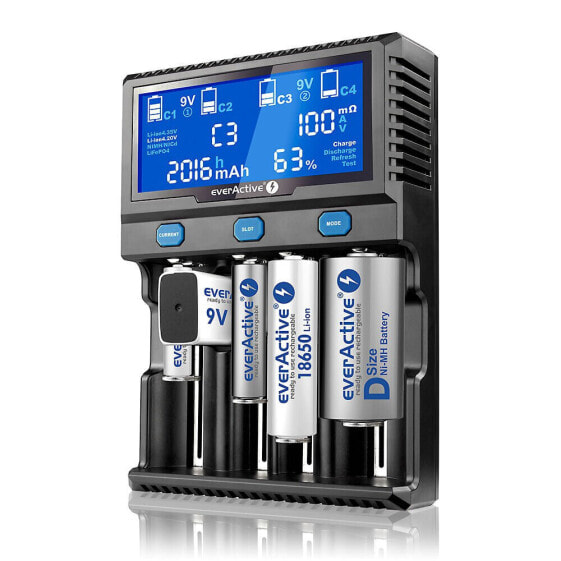 Зарядное устройство everActive UC-4200 для аккумуляторов различных типов (LiFePO4, LiPo, Li-Ion, Ni-MH), цилиндрических размеров (9V, AA, AAA, C, SC)
