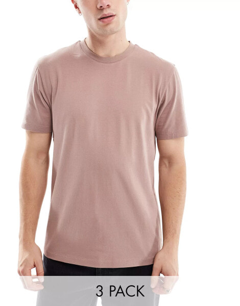 ASOS DESIGN 3 pack crew neck short sleeved t-shirts in multiple colours