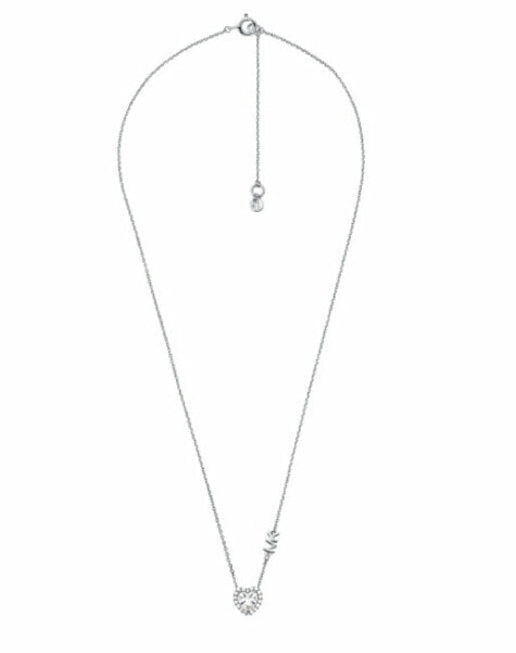 Delicate silver necklace with Pavé Heart zircons MKC1520AN040