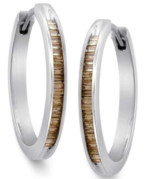 Sterling Silver Earrings, Champagne Diamond Baguette Hoop Earrings (1/4 ct. t.w.)