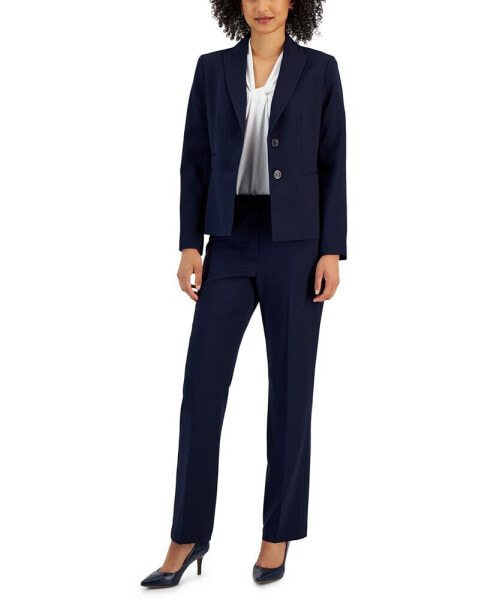 Костюм классический Le Suit женский пиджак с прямыми брюками на средней посадке и воротником "шаль"