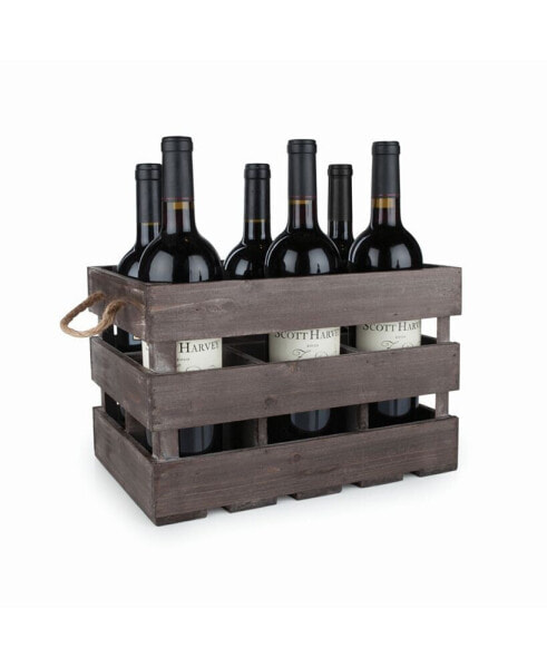 Сервировка стола Twine Rustic Farmhouse Wooden 6 Bottle Crate