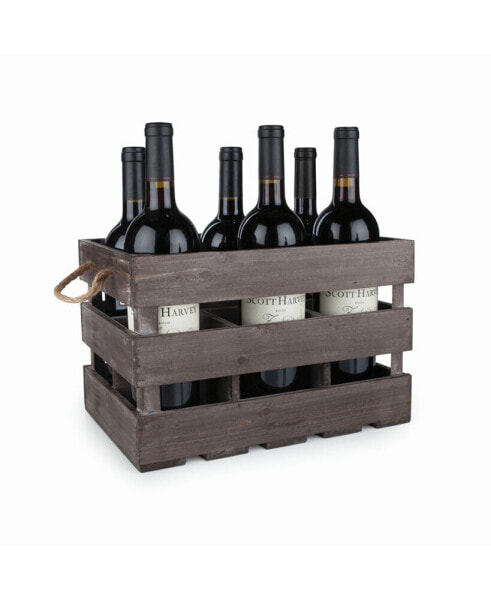 Rustic Farmhouse Wooden 6 Bottle Crate