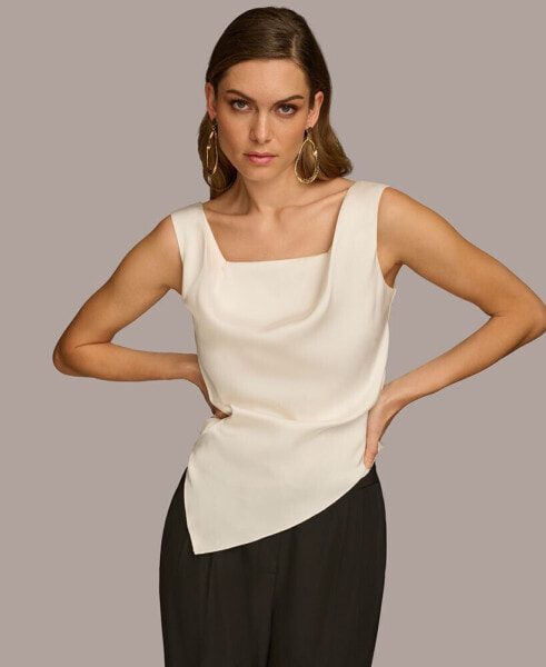 Women's Square-Neck Satin Tank Top