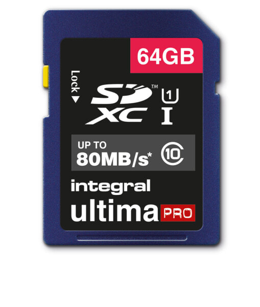 Integral 64GB SD CARD SDXC CL10 80 MB/S - 64 GB - SD - UHS-I - 80 MB/s - Class 1 (U1)