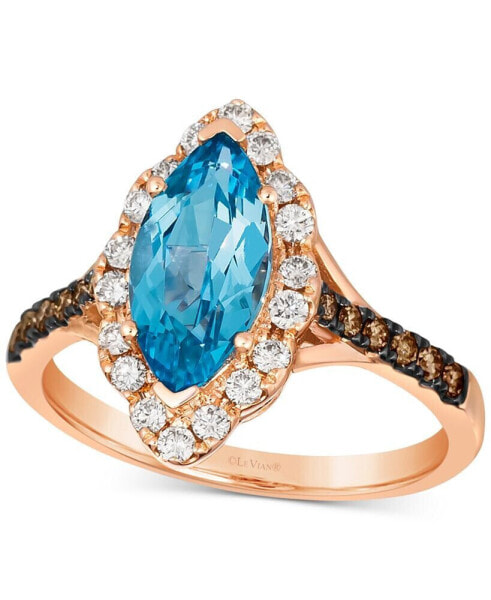 Кольцо Le Vian Blue Topaz & Diamond Marquise Halo