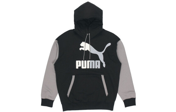 Puma 拼色连帽运动卫衣 男款 黑色 / Трендовая одежда Puma Hoodie 530709-01