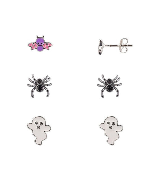 Spider, Ghost and Bat Trio Earring Set, 6 Pieces