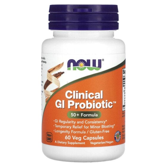Пробиотик для ЖКТ Clinical GI Probiotic NOW, 50+ Formula, 60 вег капсул