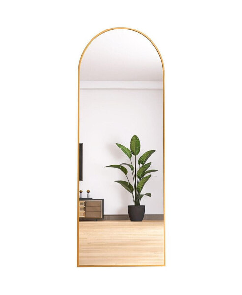 65" Arched Full Length Mirror Floor Dressing Mirror - Golden