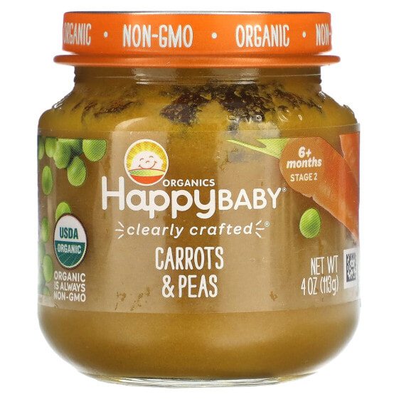 Пюре для детей от Happy Family Organics Морковь и Горох 113 г (6+ месяцев)