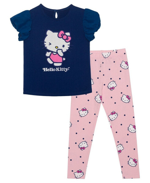 Little Girls Wink Short Sleeve Top and Legging Set