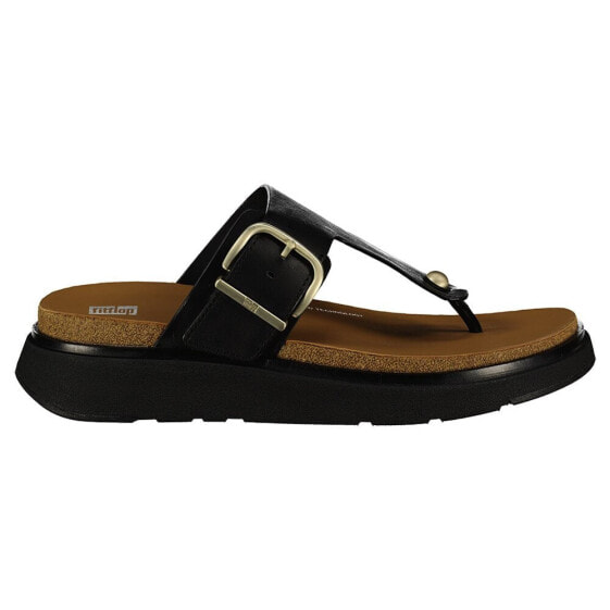 Женские шлепанцы Fitflop Buckle Leather Toe-Post Black