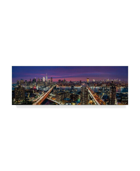 Thomas D Morkeberg 'Manhattan Sunset Skyline' Canvas Art - 24" x 8" x 2"