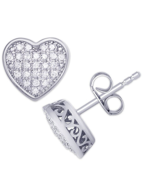 Серьги Macy's Diamond 1/4 ct TW Pave Heart Stud