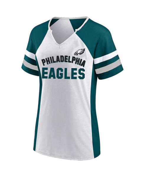 Branded Women's White/Midnight Green Philadelphia Eagles Plus Size Color Block T-Shirt