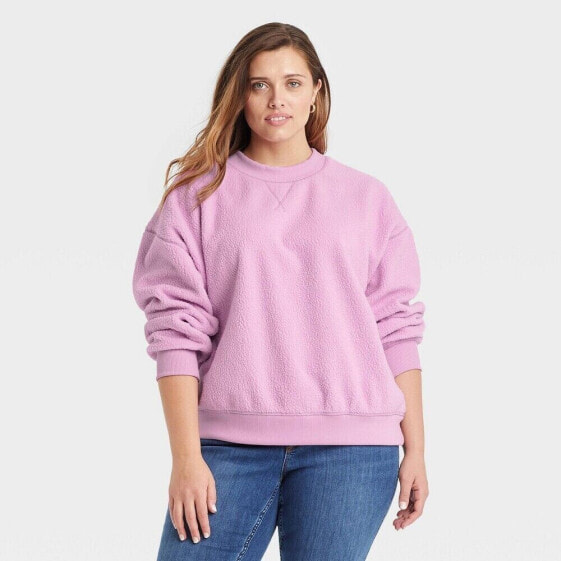 Universal Thread Women's Fleece Sweatshirt Purple Crew Neck Pullover Plus 1X