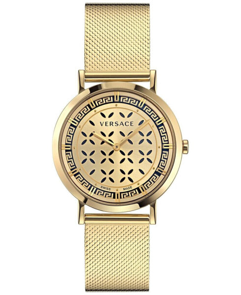 Women's Swiss New Generation Gold Ion Plated Stainless Steel Mesh Bracelet Watch 36mm