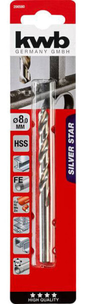 kwb 206580 - Drill - Right hand rotation - 8 mm - Hard plastic - Non-ferrous metal - Steel - 135° - High-Speed Steel (HSS)