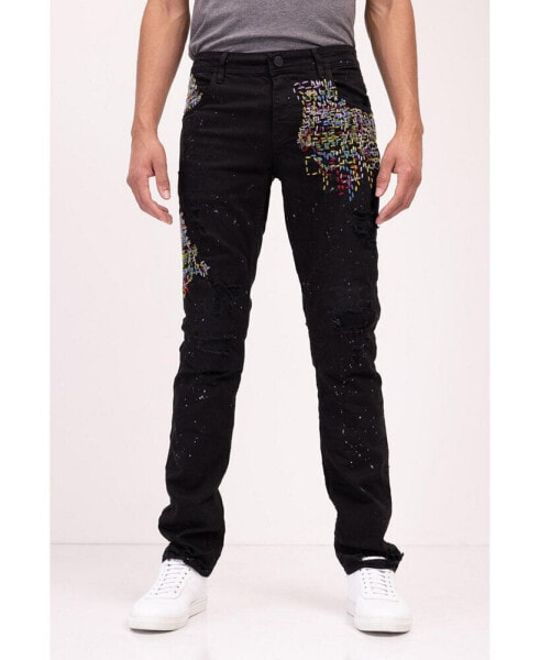 Men's Modern Embroidered Denim Jeans