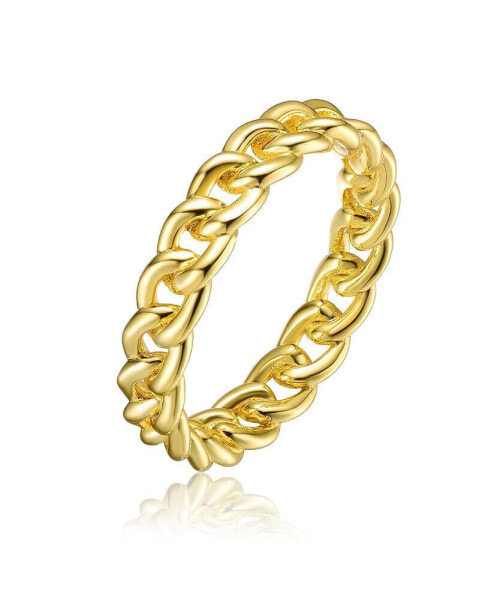 Sterling Silver 14K Gold Plated Chain Band Ring