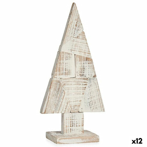 Decorative Figure Christmas Tree White Natural Wood 9 x 41,5 x 20 cm (12 Units)