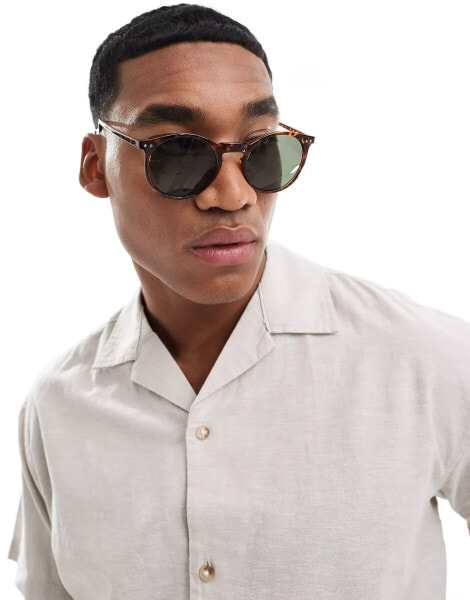 Jack & Jones round sunglasses in tortoiseshell