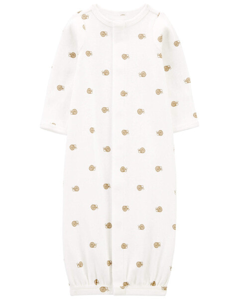 Baby Preemie Snail Cotton Sleeper Gown Preemie (Up to 6lbs)