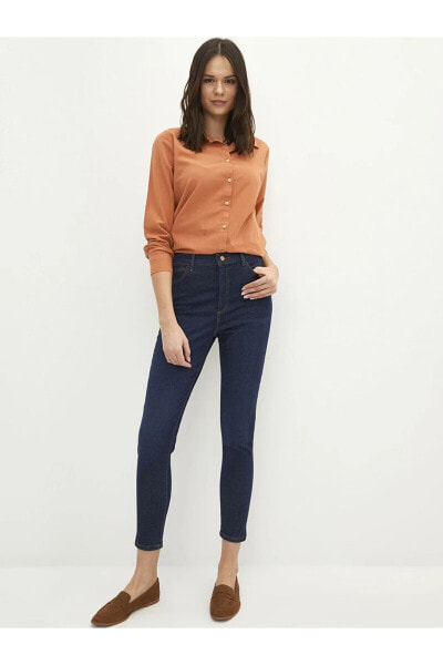 Skinny Fit Düz Cep Detaylı Kadın Jean Pantolon