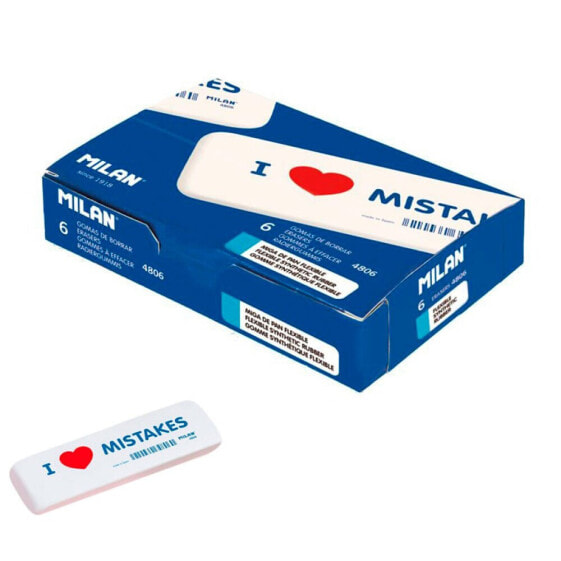 Ластик гибкий "MILAN Box 6 Gum Gums" 14 см, красный/синий, для школы