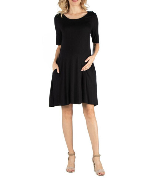 Soft Flare T-Shirt Maternity Dress with Pocket Detail