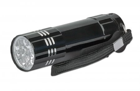 Manhattan LED Torch/Flashlight 3-pack (Clearance Pricing) - Bright 45 Lumen Output (9 LEDs) - Aluminium - Compact (85x25x25mm) - Long Lasting Performance - Each torch uses 3x AAA batteries (3 included - enough for one torch) - Carry Loop - Black - Three Years Warra
