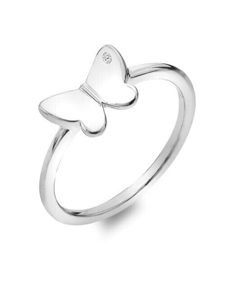 Charming silver ring with a butterfly Flutter DR254